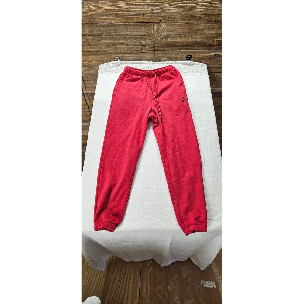 Jordan Essentials Mens Fleece Jogger Pants Red Jumpman Sweatpants Medium